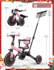 德國 besrey 多功能 5 合 1 幼兒自行車 平衡車  三輪車 適合约：10个月-5Y 歲 可折疊兒童三輪手推車  可拆卸踏板 香港行貨  